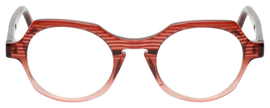 Front View of Eyebobs Heda Letus 2744-01 Designer Progressive Lens Prescription Rx Eyeglasses in Red Pink Stripe Crystal Ladies Round Full Rim Acetate 47 mm