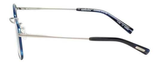 Side View of Eyebobs Outside 3172-10 Unisex Round Designer Reading Glasses Blue Silver 47 mm