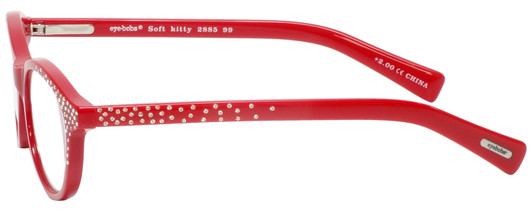 Side View of Eyebobs Soft Kitty 2885-99 Women Cateye Designer Reading Glasses Red Crystals 48mm