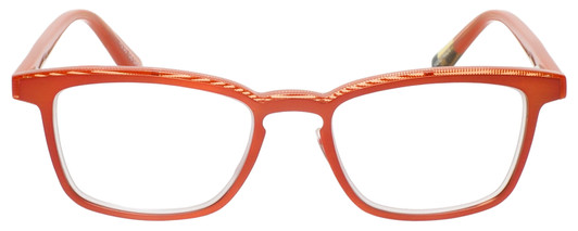 Front View of Eyebobs Win Win 3158-77 Designer Reading Eye Glasses with Custom Cut Powered Lenses in Orange Red Mesh Unisex Rectangle Full Rim Acetate 51 mm