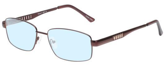 Profile View of Enhance EN3858 Designer Progressive Lens Blue Light Blocking Eyeglasses in Brown Gold Mens Rectangle Full Rim Metal 59 mm