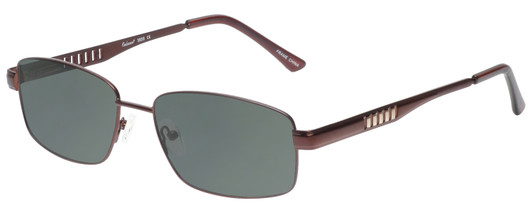 Profile View of Enhance EN3858 Designer Polarized Sunglasses with Custom Cut Smoke Grey Lenses in Brown Gold Mens Rectangle Full Rim Metal 59 mm