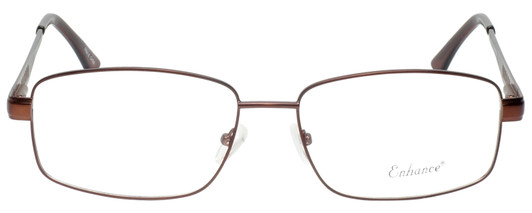 Front View of Enhance Mens BIG&TALL EN3858-BRG-63 mm Metal Designer Reading Glasses Brown Gold