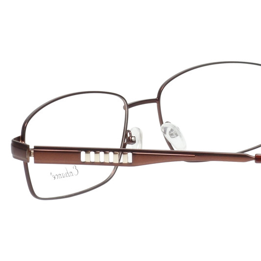 Close Up View of Enhance Mens BIG&TALL EN3858-BRG-63 mm Metal Designer Reading Glasses Brown Gold