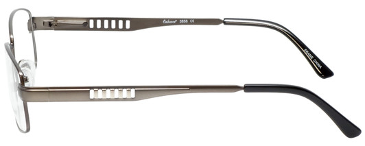 Side View of Enhance EN3858 Designer Single Vision Prescription Rx Eyeglasses in Gunmetal Silver Mens Rectangle Full Rim Metal 59 mm