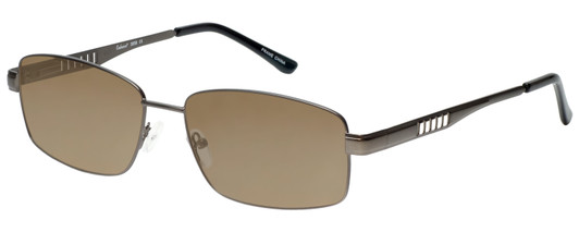 Profile View of Enhance EN3858 Designer Polarized Sunglasses with Custom Cut Amber Brown Lenses in Gunmetal Silver Mens Rectangle Full Rim Metal 63 mm