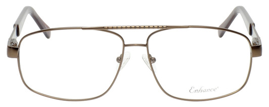 Front View of Enhance EN3920 Designer Bi-Focal Prescription Rx Eyeglasses in Matte Coffee Brown Mens Square Full Rim Metal 59 mm