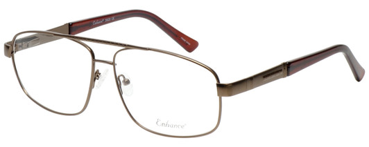 Profile View of Enhance EN3920 Designer Reading Eye Glasses with Custom Cut Powered Lenses in Matte Coffee Brown Mens Square Full Rim Metal 62 mm