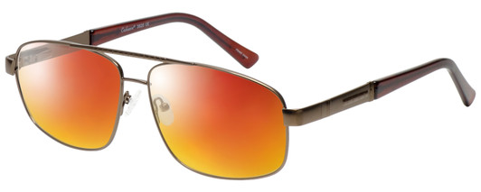 Profile View of Enhance EN3920 Designer Polarized Sunglasses with Custom Cut Red Mirror Lenses in Matte Coffee Brown Mens Square Full Rim Metal 62 mm