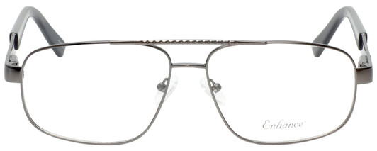 Front View of Enhance EN3920 Designer Bi-Focal Prescription Rx Eyeglasses in Shiny Dark Gunmetal Black Mens Square Full Rim Metal 59 mm