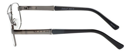 Side View of Enhance EN3920 Designer Bi-Focal Prescription Rx Eyeglasses in Shiny Dark Gunmetal Black Mens Square Full Rim Metal 59 mm