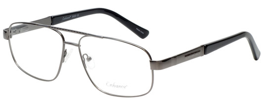 Profile View of Enhance EN3920 Designer Progressive Lens Blue Light Blocking Eyeglasses in Shiny Dark Gunmetal Black Mens Square Full Rim Metal 59 mm