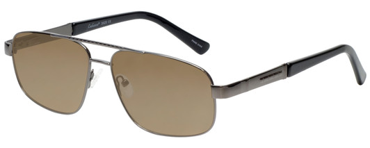 Profile View of Enhance EN3920 Designer Polarized Sunglasses with Custom Cut Amber Brown Lenses in Shiny Dark Gunmetal Black Mens Square Full Rim Metal 59 mm