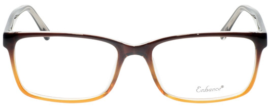 Front View of Enhance EN4038 Designer Single Vision Prescription Rx Eyeglasses in Brown Gradient Crystal Mens Classic Full Rim Acetate 60 mm
