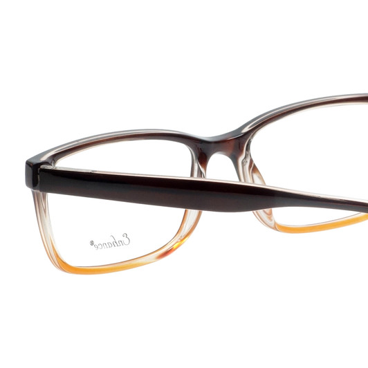 Close Up View of Enhance EN4038 Designer Bi-Focal Prescription Rx Eyeglasses in Brown Gradient Crystal Mens Classic Full Rim Acetate 60 mm