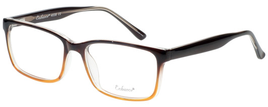 Profile View of Enhance EN4038 Designer Progressive Lens Prescription Rx Eyeglasses in Brown Gradient Crystal Mens Classic Full Rim Acetate 60 mm