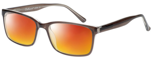 Profile View of Enhance EN4038 Designer Polarized Sunglasses with Custom Cut Red Mirror Lenses in Dark Grey Crystal Mens Classic Full Rim Acetate 60 mm