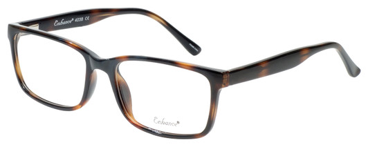Profile View of Enhance EN4038 Designer Progressive Lens Prescription Rx Eyeglasses in Tortoise Havana Brown Gold Mens Classic Full Rim Acetate 60 mm
