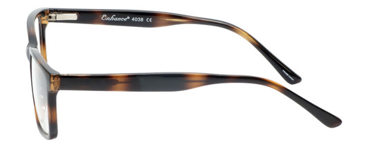 Side View of Enhance EN4038 Designer Blue Light Blocking Eyeglasses in Tortoise Havana Brown Gold Mens Classic Full Rim Acetate 60 mm