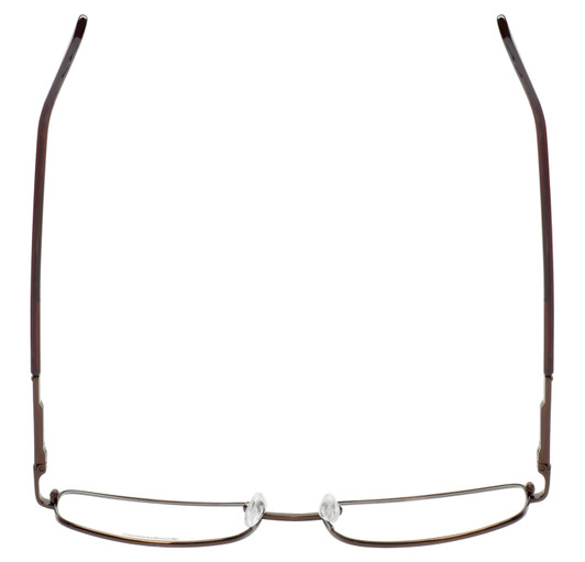 Top View of Enhance EN4053 Designer Single Vision Prescription Rx Eyeglasses in Shiny Brown Mens Rectangle Full Rim Metal 61 mm