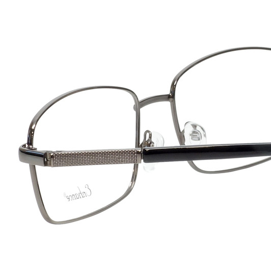 Close Up View of Enhance Mens BIG & TALL EN4053-SGU-61mm Designer Reading Glasses Shiny Gun Metal