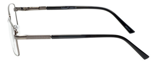 Side View of Enhance EN4053 Designer Bi-Focal Prescription Rx Eyeglasses in Shiny Gunmetal Silver Mens Rectangle Full Rim Metal 61 mm