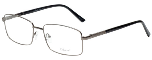 Profile View of Enhance EN4053 Designer Progressive Lens Blue Light Blocking Eyeglasses in Shiny Gunmetal Silver Mens Rectangle Full Rim Metal 61 mm