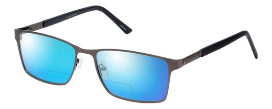 Profile View of Enhance EN4064 Designer Polarized Reading Sunglasses with Custom Cut Powered Blue Mirror Lenses in Matte Tortoise Havana Brown Gold Mens Retro Full Rim Acetate 58 mm