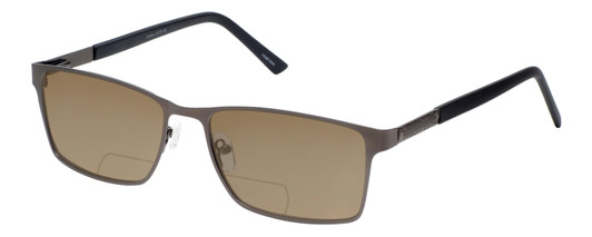 Profile View of Enhance EN4064 Designer Polarized Reading Sunglasses with Custom Cut Powered Amber Brown Lenses in Matte Tortoise Havana Brown Gold Mens Retro Full Rim Acetate 58 mm