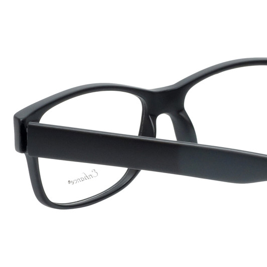 Close Up View of Enhance EN4075 Designer Single Vision Prescription Rx Eyeglasses in Matte Black Mens Classic Full Rim Acetate 60 mm