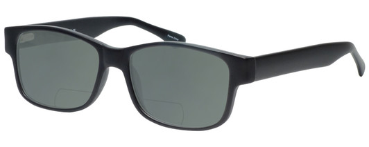 Profile View of Enhance EN4075 Designer Polarized Reading Sunglasses with Custom Cut Powered Smoke Grey Lenses in Matte Black Mens Classic Full Rim Acetate 60 mm