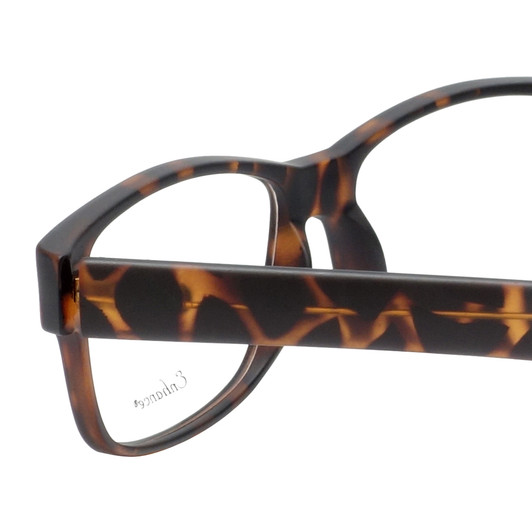 Close Up View of Enhance EN4075 Designer Single Vision Prescription Rx Eyeglasses in Matte Tortoise Havana Brown Gold Mens Classic Full Rim Acetate 60 mm