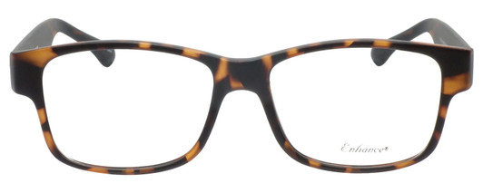Profile View of Enhance EN4075 Designer Blue Light Blocking Eyeglasses in Matte Tortoise Havana Brown Gold Mens Classic Full Rim Acetate 60 mm