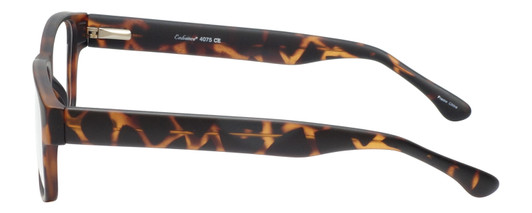 Side View of Enhance EN4075 Designer Progressive Lens Blue Light Blocking Eyeglasses in Matte Tortoise Havana Brown Gold Mens Classic Full Rim Acetate 60 mm