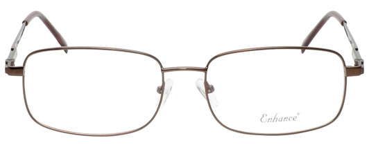 Front View of Enhance Mens BIG&TALL EN4106-BRW-60mm Metal Designer Reading Glasses Shiny Brown