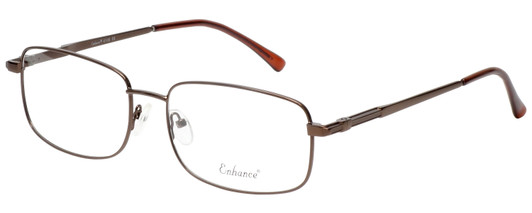 Profile View of Enhance EN4106 Designer Progressive Lens Blue Light Blocking Eyeglasses in Brown Mens Rectangle Full Rim Metal 60 mm