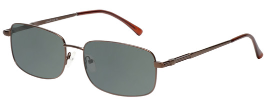 Profile View of Enhance EN4106 Designer Polarized Sunglasses with Custom Cut Smoke Grey Lenses in Brown Mens Rectangle Full Rim Metal 60 mm