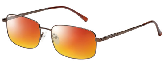 Profile View of Enhance EN4106 Designer Polarized Sunglasses with Custom Cut Red Mirror Lenses in Brown Mens Rectangle Full Rim Metal 60 mm
