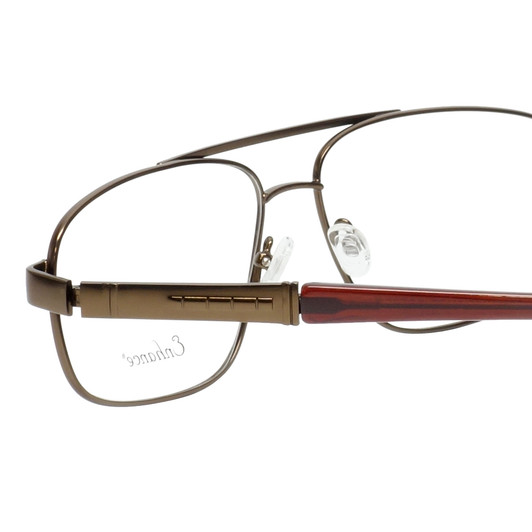 Close Up View of Enhance Mens BIG&TALL EN4106-BRW-63mm Metal Designer Reading Glasses Shiny Brown