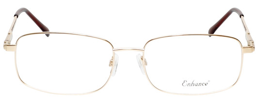 Front View of Enhance Mens BIG&TALL EN4106-GLD-60 mm Metal Designer Reading Glasses Shiny Gold