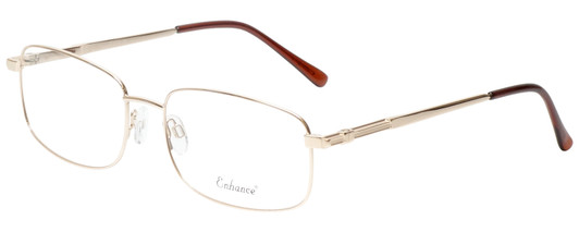 Profile View of Enhance EN4106 Designer Progressive Lens Blue Light Blocking Eyeglasses in Gold Mens Rectangle Full Rim Metal 60 mm