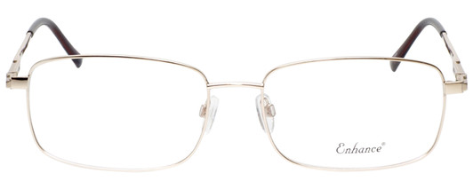 Front View of Enhance Mens BIG&TALL EN4106-GLD-63 mm Metal Designer Reading Glasses Shiny Gold