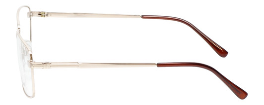 Side View of Enhance EN4106 Designer Progressive Lens Blue Light Blocking Eyeglasses in Gold Mens Rectangle Full Rim Metal 63 mm