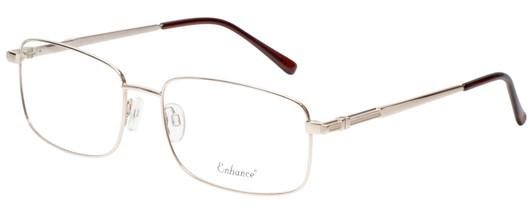 Profile View of Enhance EN4106 Designer Progressive Lens Blue Light Blocking Eyeglasses in Gold Mens Rectangle Full Rim Metal 63 mm