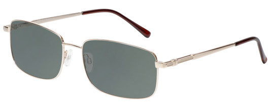 Profile View of Enhance EN4106 Designer Polarized Sunglasses with Custom Cut Smoke Grey Lenses in Gold Mens Rectangle Full Rim Metal 63 mm