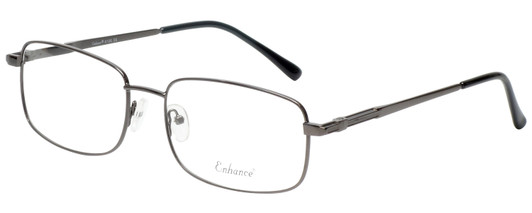 Profile View of Enhance EN4106 Designer Progressive Lens Blue Light Blocking Eyeglasses in Gunmetal Silver Mens Rectangle Full Rim Metal 60 mm