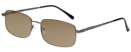 Profile View of Enhance EN4106 Designer Polarized Sunglasses with Custom Cut Amber Brown Lenses in Gunmetal Silver Mens Rectangle Full Rim Metal 60 mm