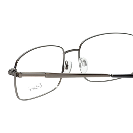 Close Up View of Enhance Mens BIG & TALL EN4106-GUN-63mm Metal Designer Reading Glasses Gun Metal