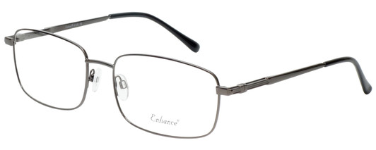 Profile View of Enhance EN4106 Designer Reading Eye Glasses with Custom Cut Powered Lenses in Gunmetal Silver Mens Rectangle Full Rim Metal 63 mm