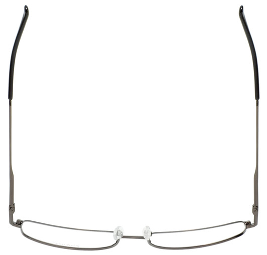 Top View of Enhance EN4106 Designer Reading Eye Glasses with Custom Cut Powered Lenses in Gunmetal Silver Mens Rectangle Full Rim Metal 63 mm